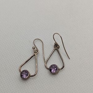 Elegant Purple Stone Drop Earrings